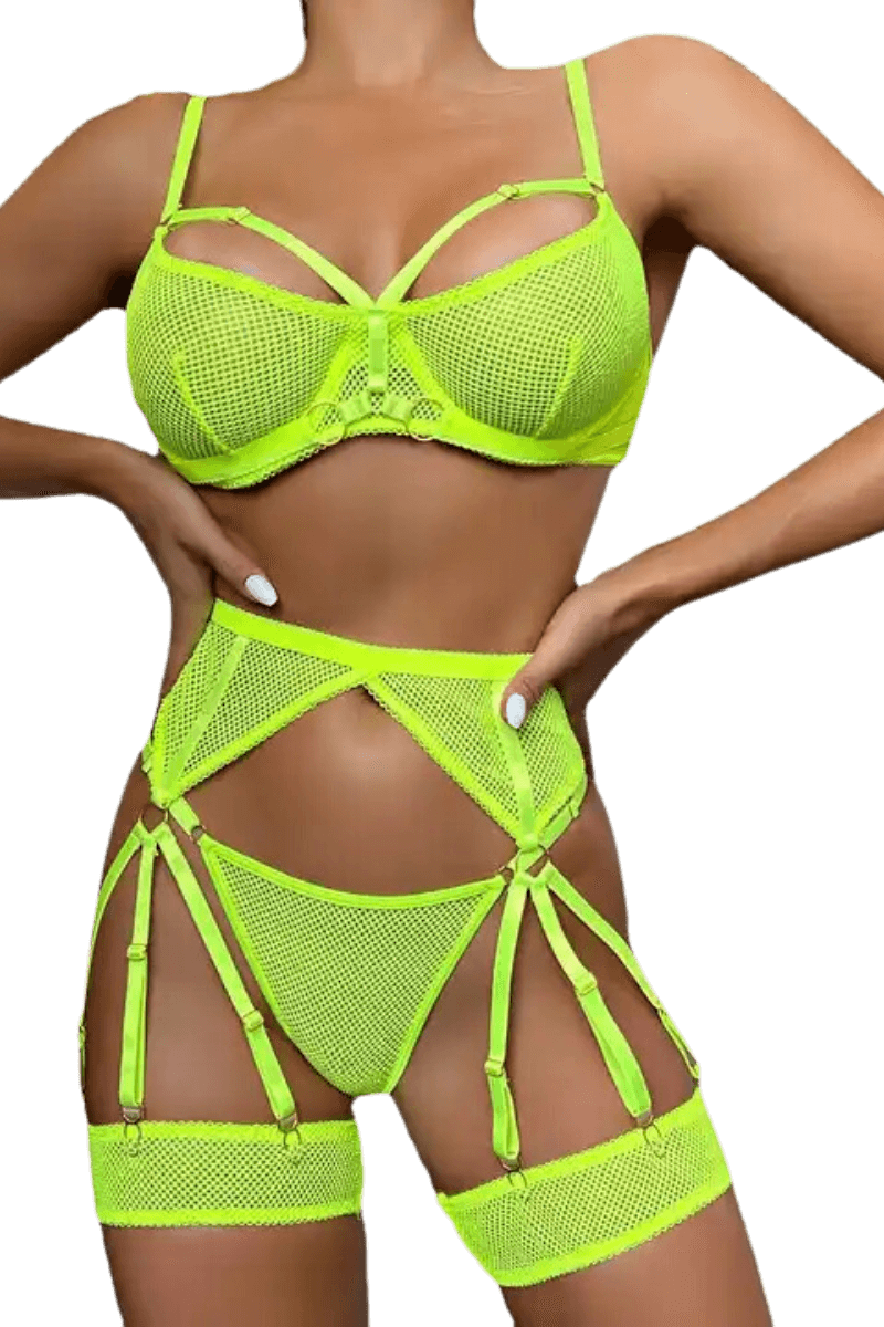 4tlg. Dessous Set neon