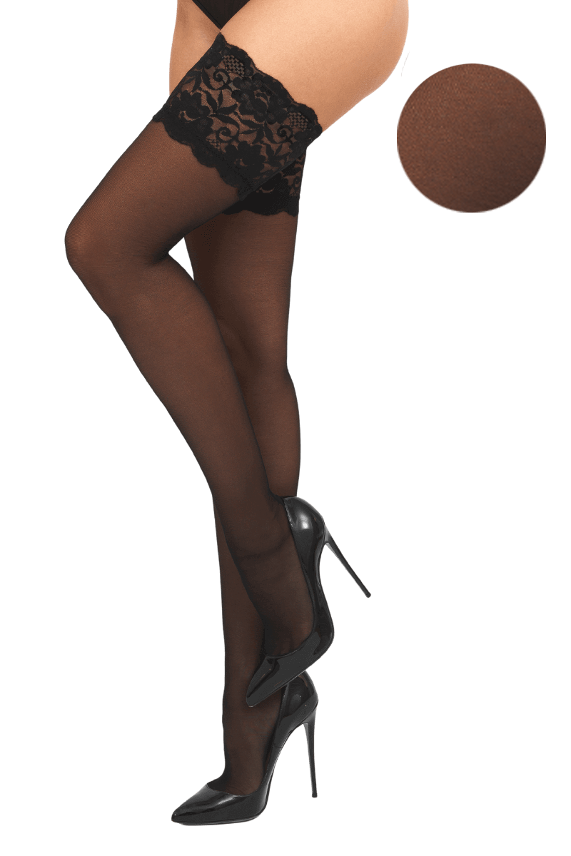 schwarze Strümpfe mit breitem Spitzenbund