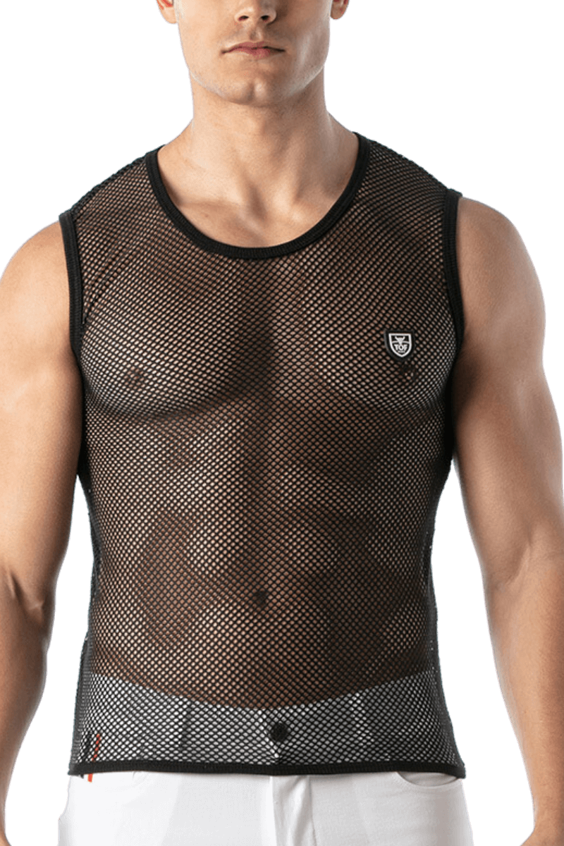 Herren Tanktop Netz in schwarz