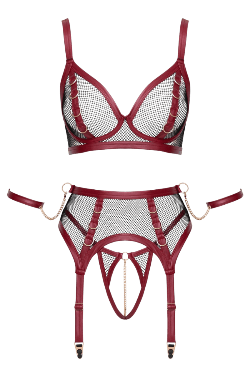 3tlg. Bondage Dessous-Set