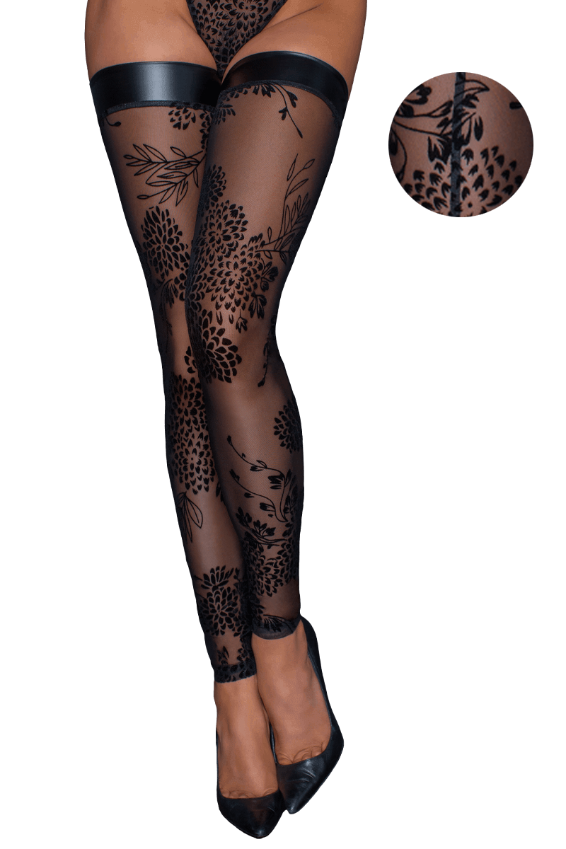 Strümpfe mit Flockstickerei