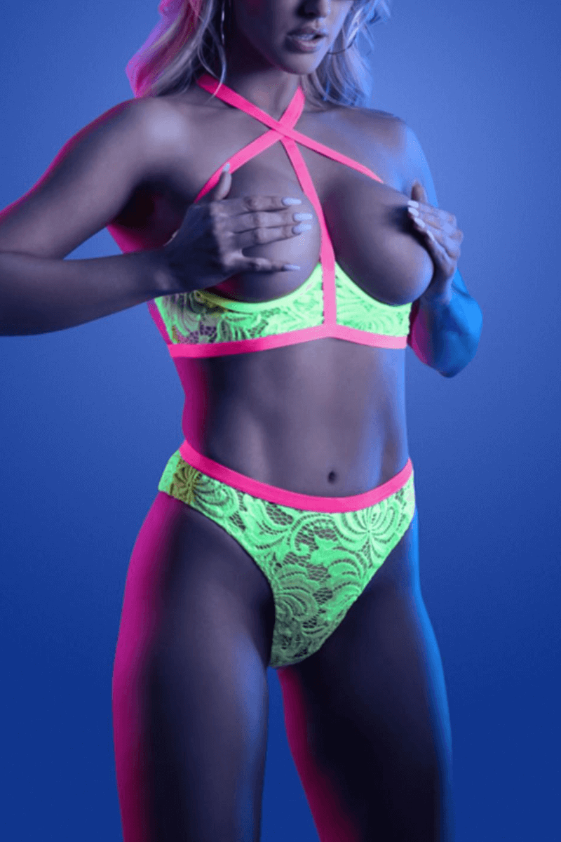 2tlg. Dessous Set neon