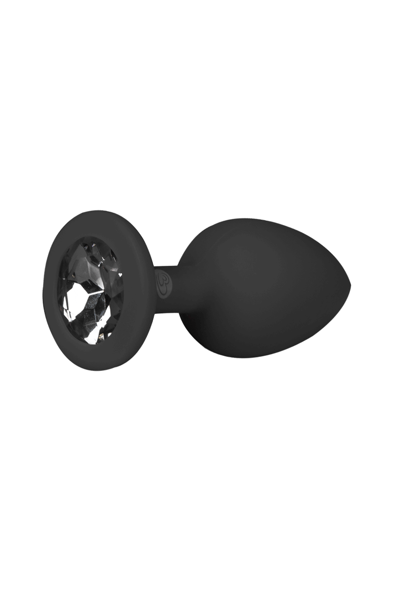 Schwarzer Analplug mit Kristall - S/M/L