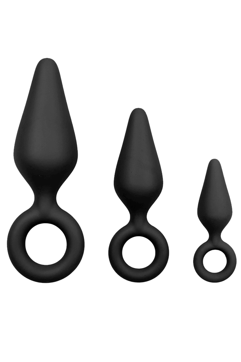 3tlg. Analplug-Set schwarz - S/M/L