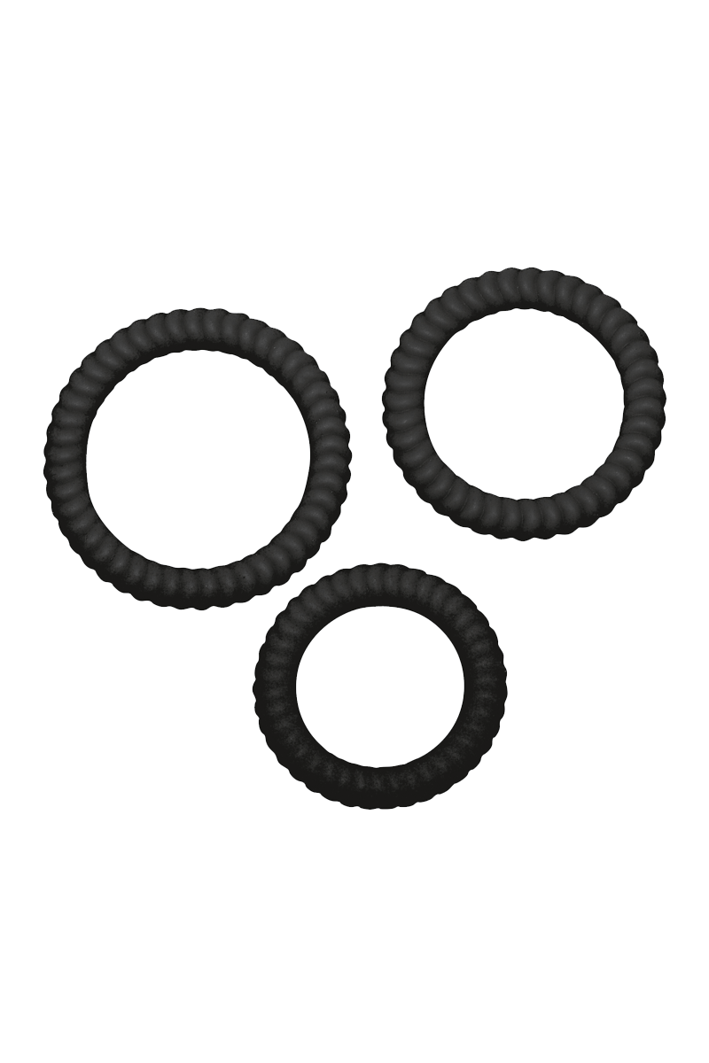 3tlg. Penisring-Set mit Rillen - Ø 2,6/3/3,5cm