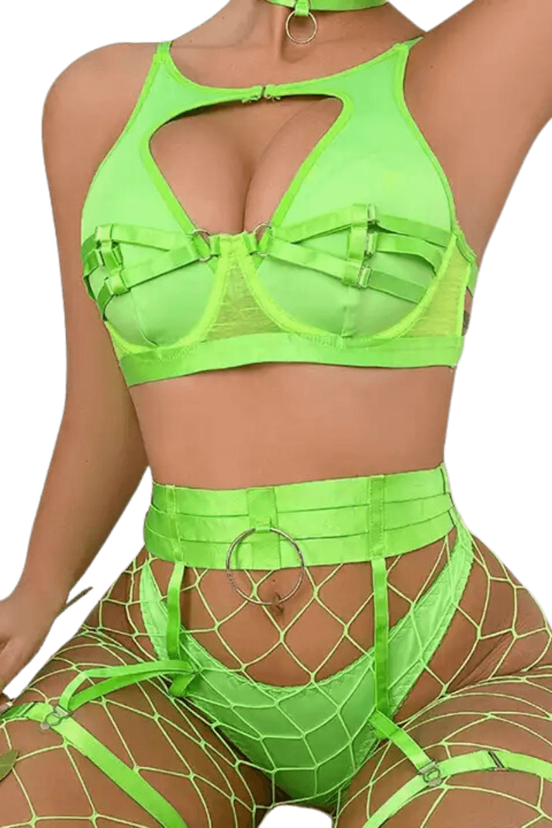 6tlg. Dessous Set neongrün