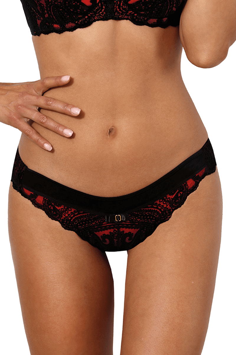 Spitzen-String in rot schwarz