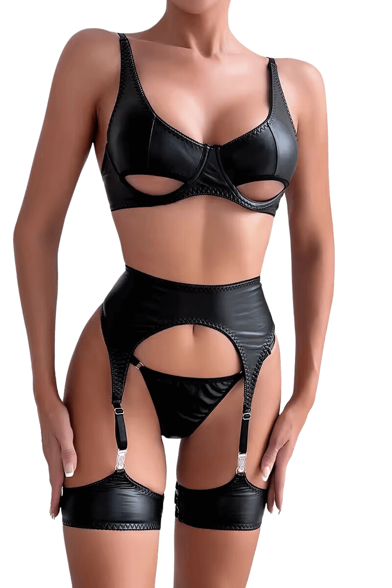 4tlg. Dessous Set Wetlook