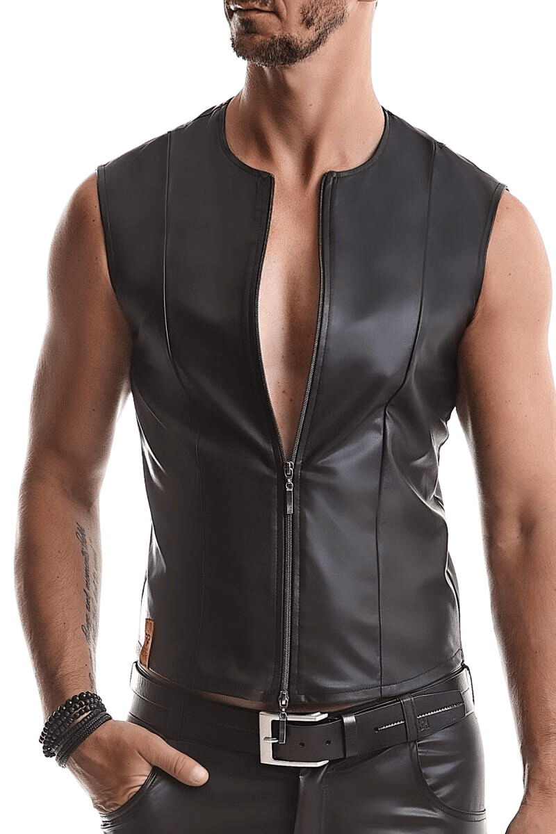 Schwarze Wetlook Herren Weste