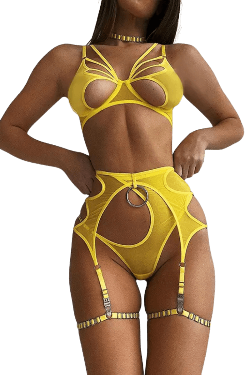 5tlg. Dessous Set in gelb