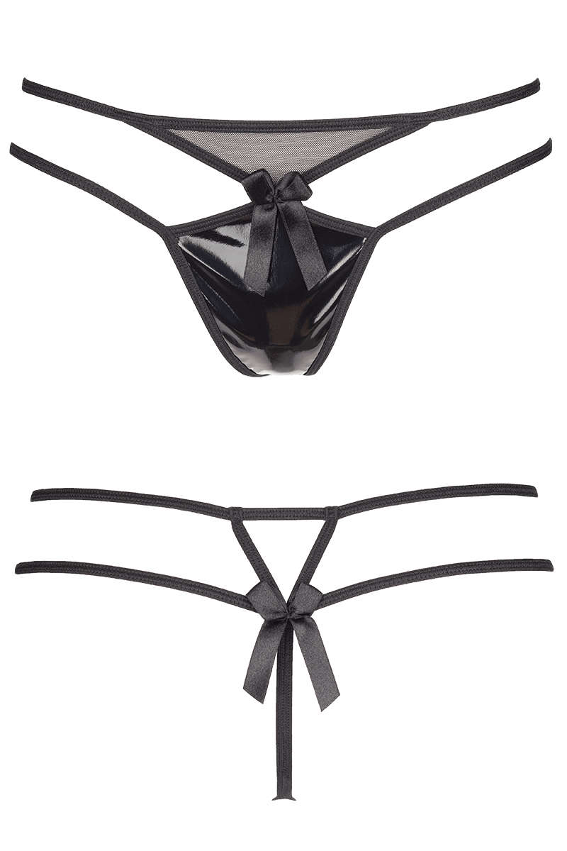 Plus Size String aus Wetlook und Tüll