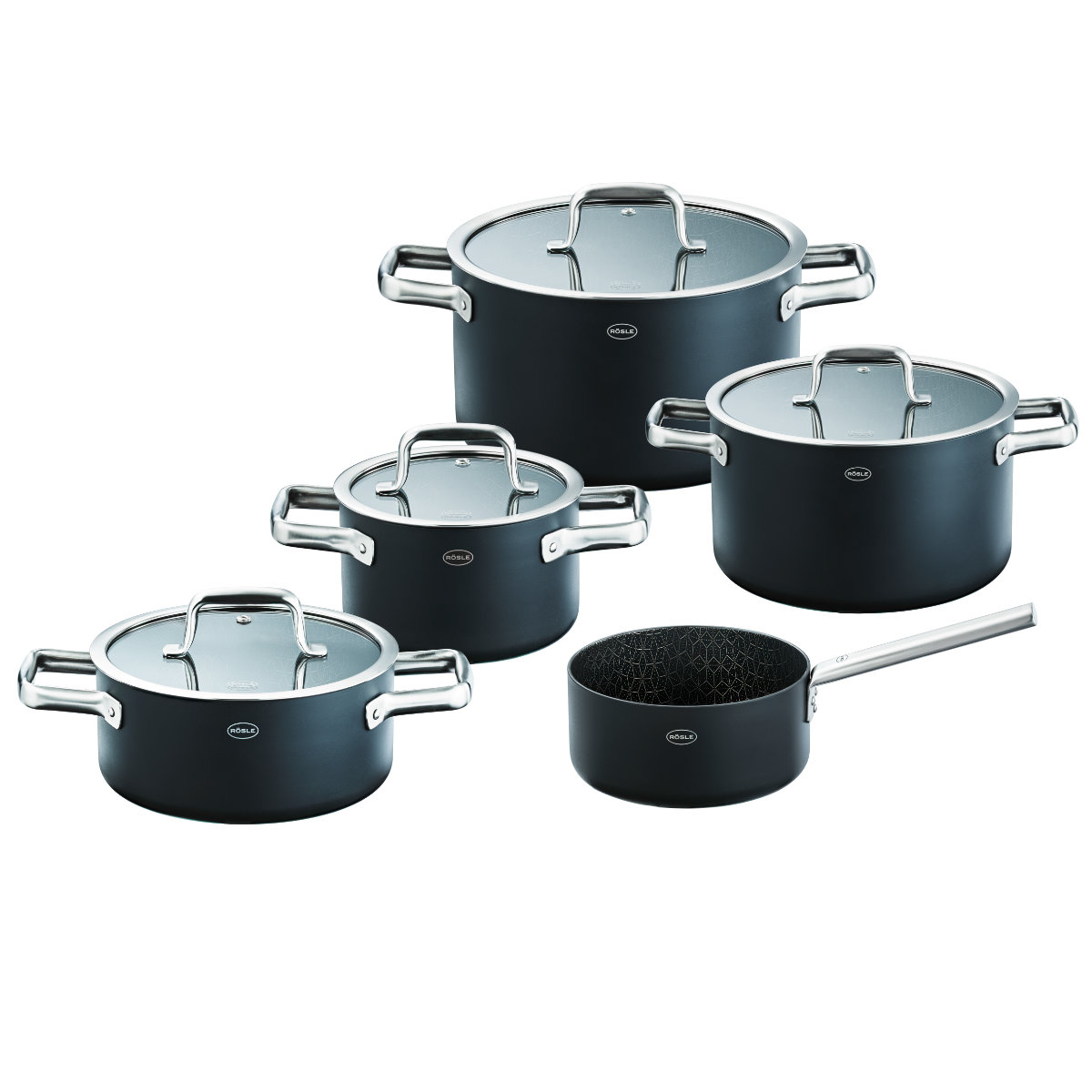 Rösle Ebonic Topfset 5-tlg. mit Glasdeckel