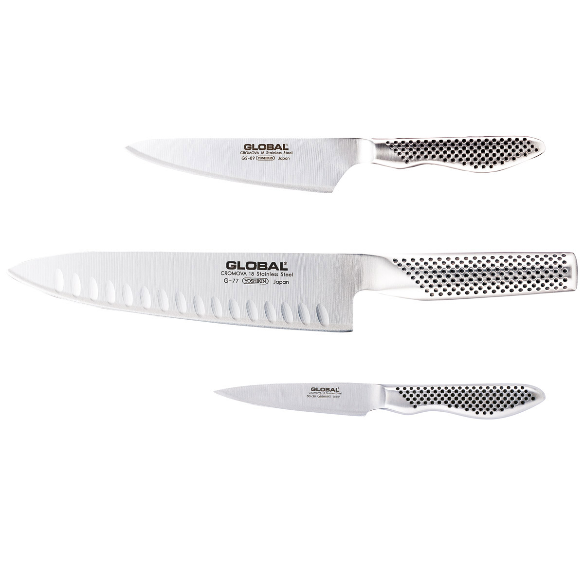Global G-773889 Messerset 3-teilig - Cromova 18 Stahl