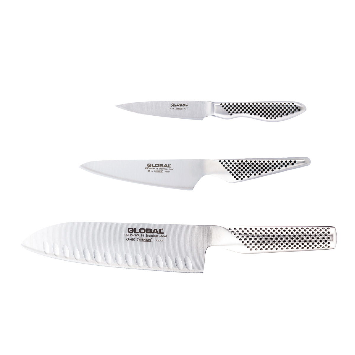 Global G-80338 Messerset 3-teilig - Cromova 18 Stahl