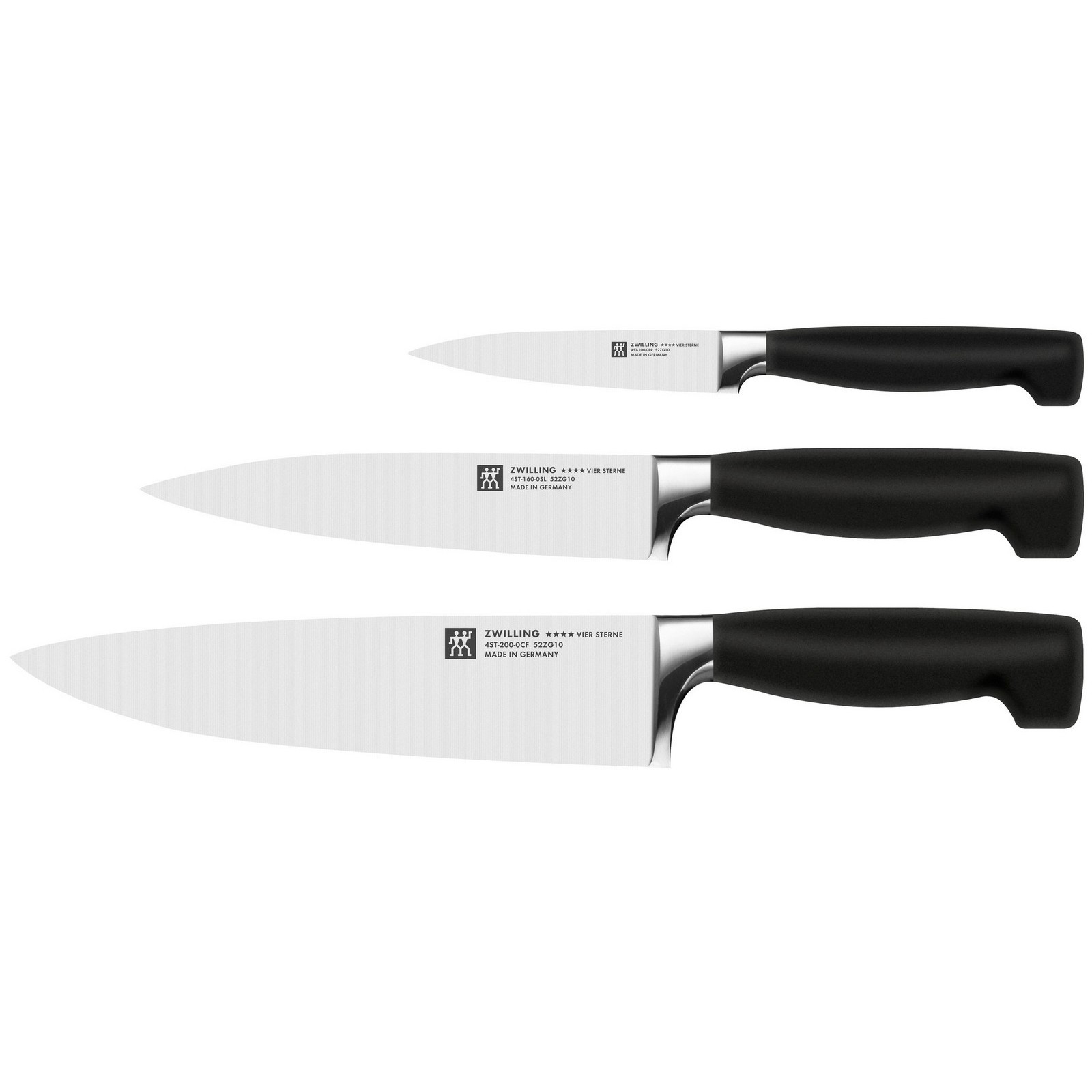 Zwilling ****VIER STERNE Spick-/Garniermesser 10 cm, Fleischmesser 16 cm & Kochmesser 20 cm Messerset 3-tlg.
