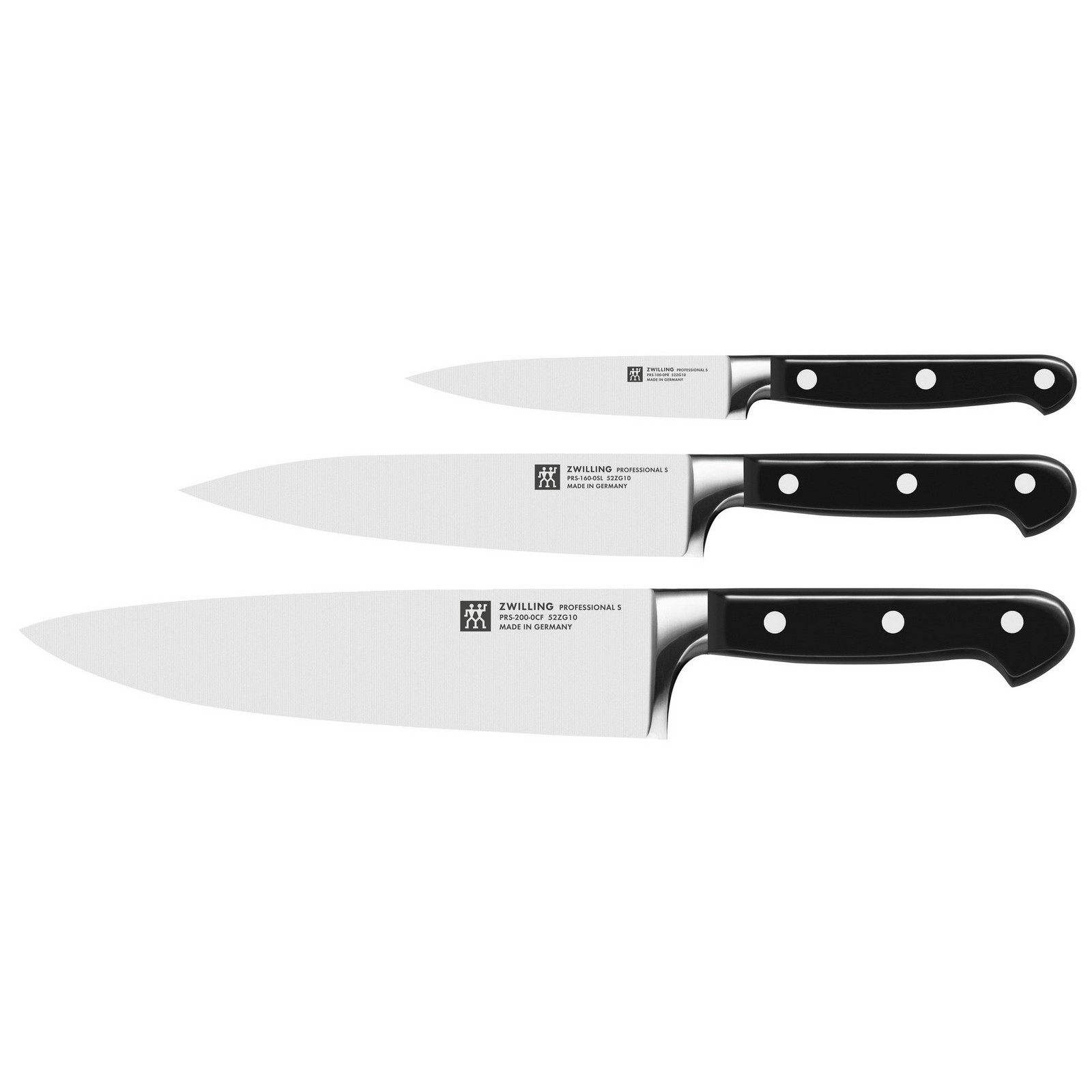 Zwilling Professional S Spick-/Garniermesser 10 cm, Fleischmesser 16 cm & Kochmesser 20 cm Messerset 3-tlg.