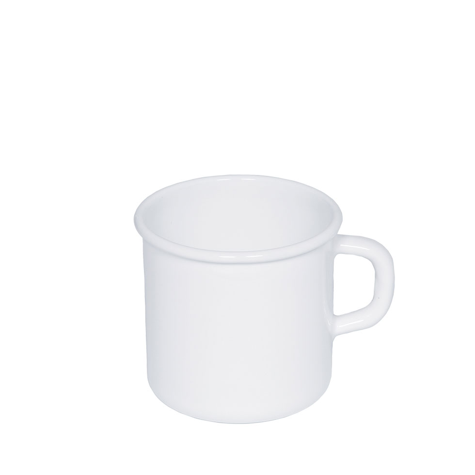 Riess Classic Weiß Becher / Topf mit Bördel 8 cm / 0,375 L - Emaille