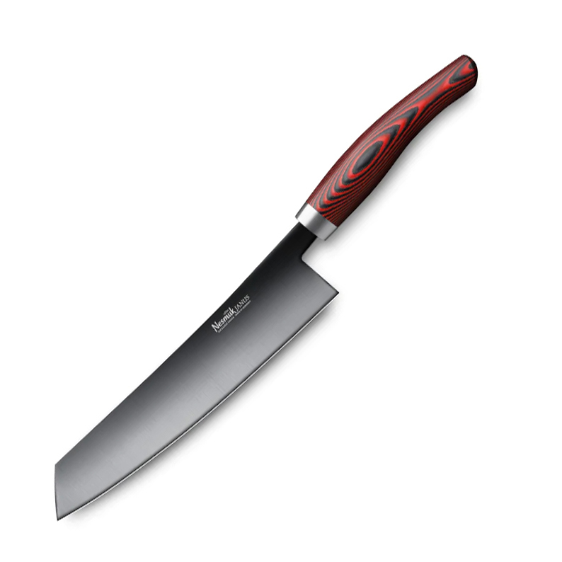Nesmuk Janus Kochmesser 24 cm - Niobstahl mit DLC-Beschichtung - Griff Micarta rot