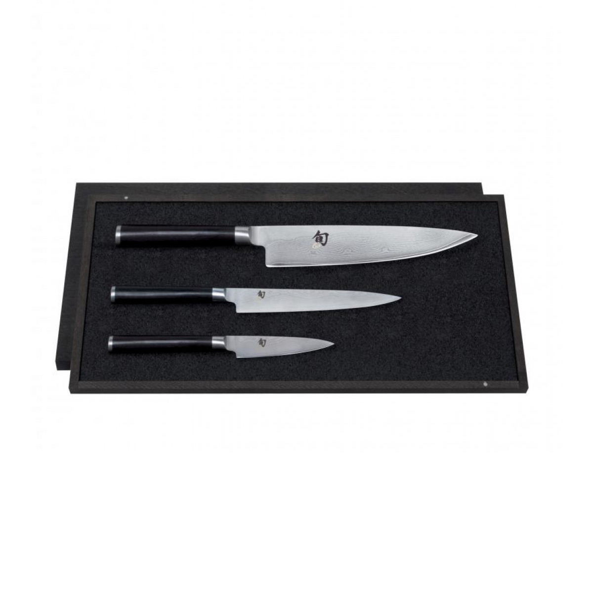 KAI Shun Classic 3-teiliges Set mit Office- , Allzweck- & Kochmesser - Damaststahl - Griff Pakkaholz