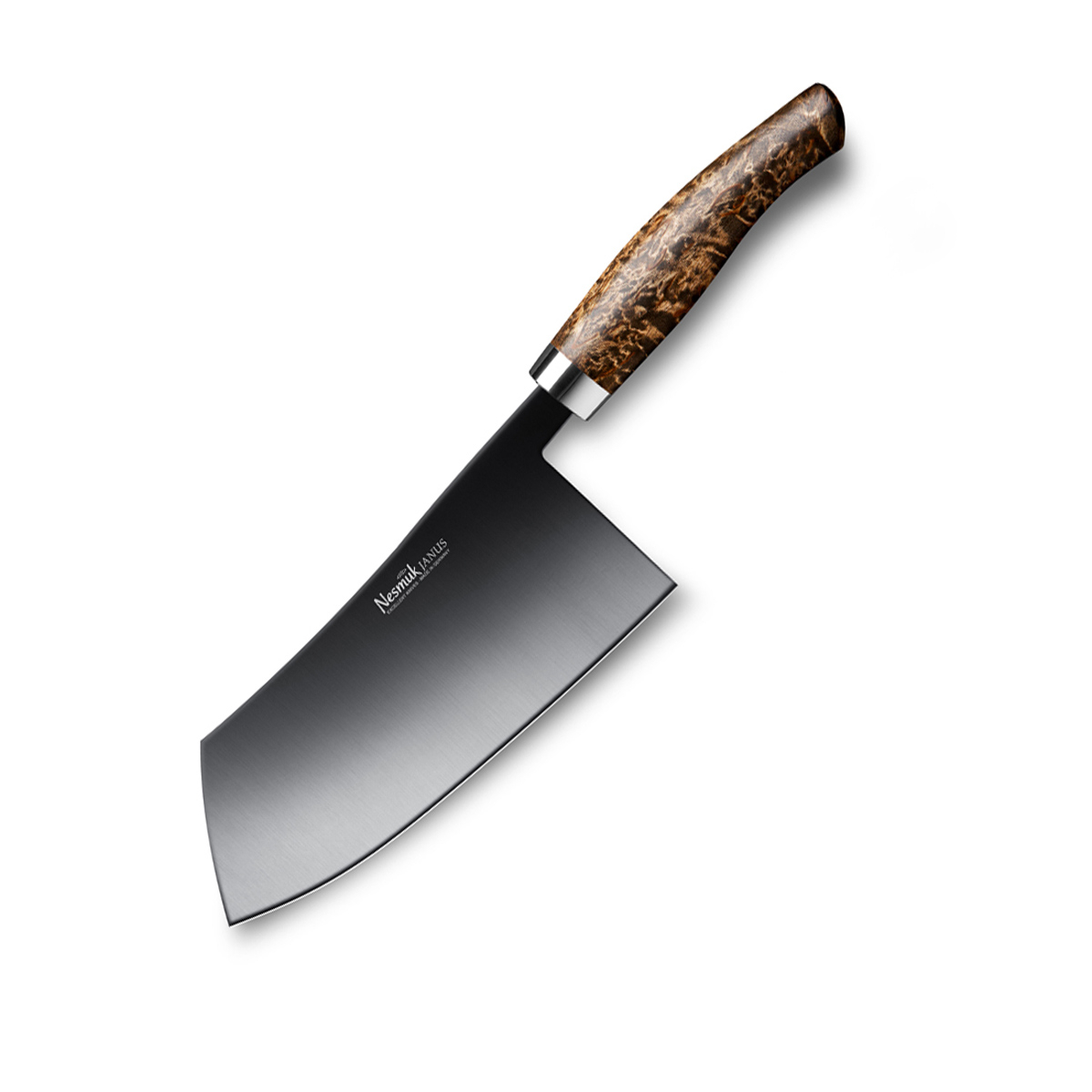 Nesmuk Janus Chinesisches Kochmesser 18 cm - Niobstahl mit DLC-Beschichtung - Griff Karelische Maserbirke