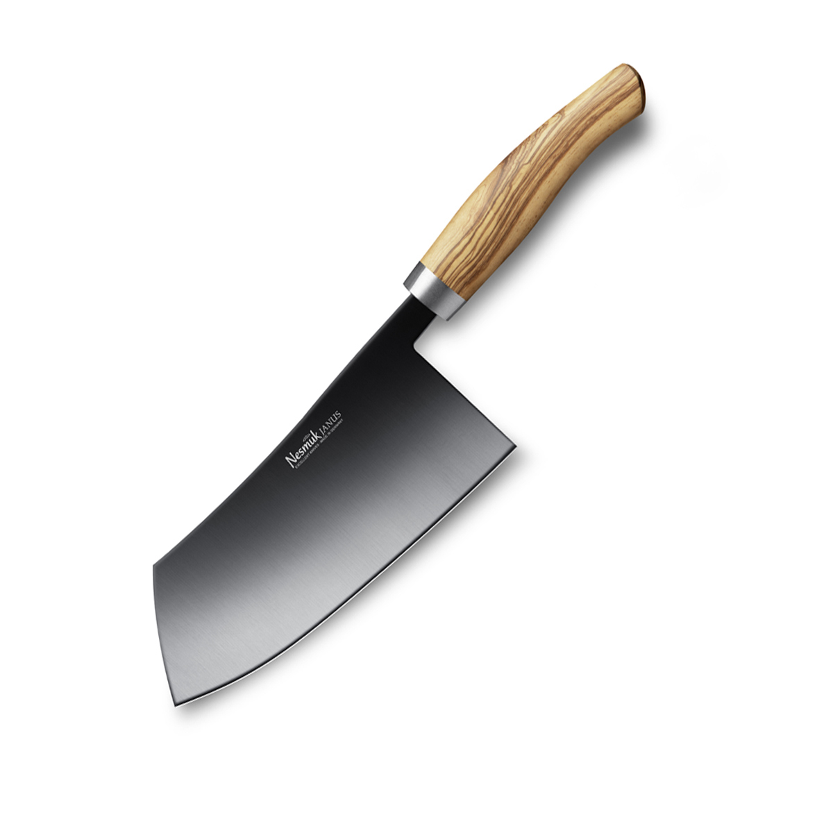 Nesmuk Janus Chinesisches Kochmesser 18 cm - Niobstahl mit DLC-Beschichtung - Griff Olivenholz