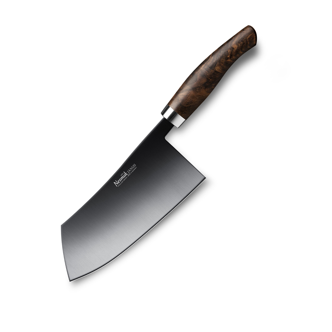 Nesmuk Janus Chinesisches Kochmesser 18 cm - Niobstahl mit DLC-Beschichtung - Griff Walnuss Maserholz