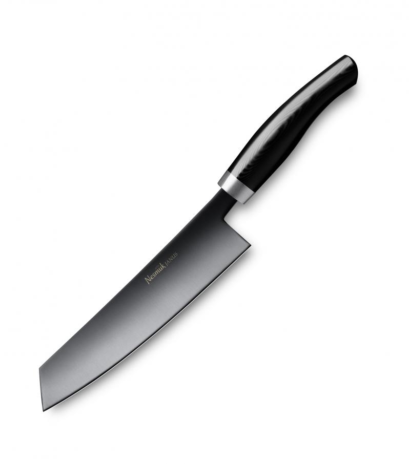 Nesmuk Janus Kochmesser 18 cm - Niobstahl mit DLC-Beschichtung - Griff Micarta schwarz