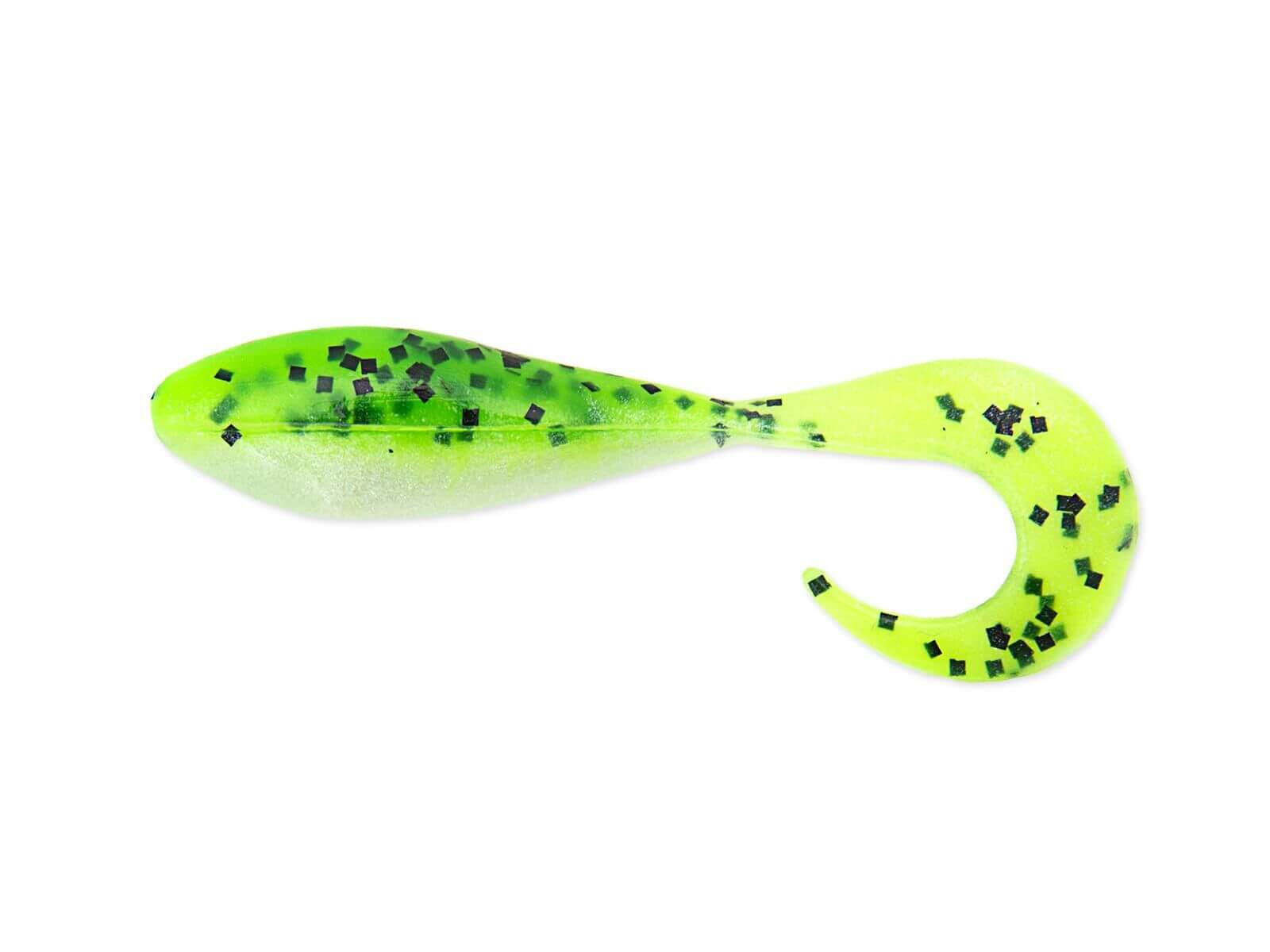 2' Curly Shad - Chartreuse Pepper Shad