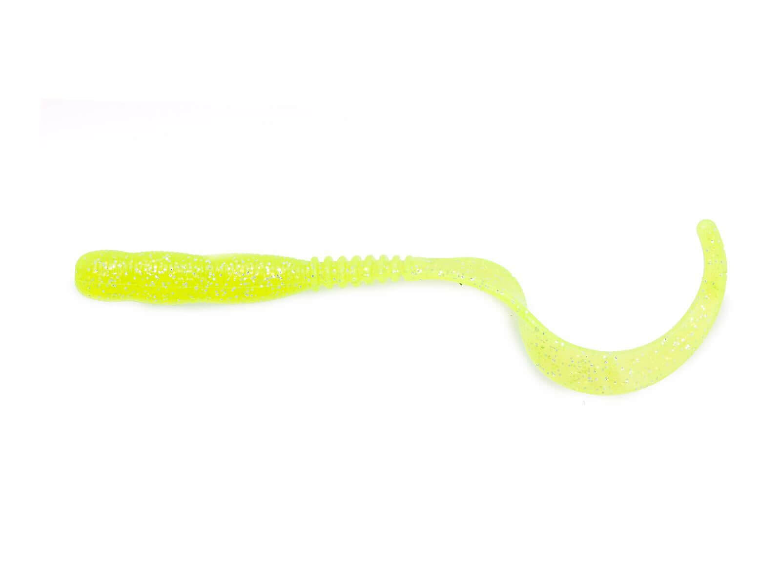 4' Curly Curly - Chartreuse Silver Glitter