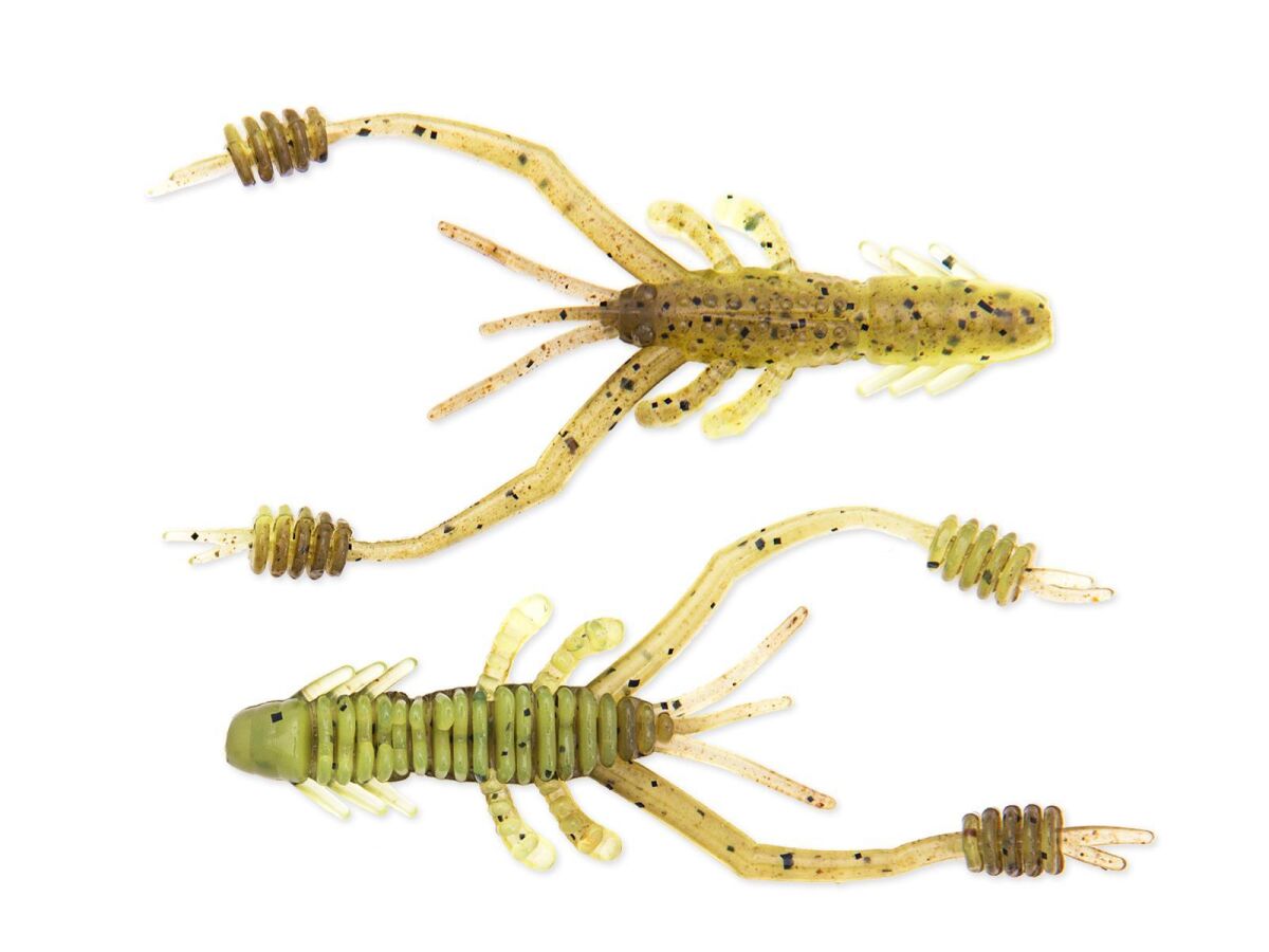 3' Ring Shrimp - Green Pumpkin / Chartreuse