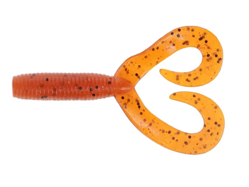 4' Double Tail Grubs (9003) Fire Craw