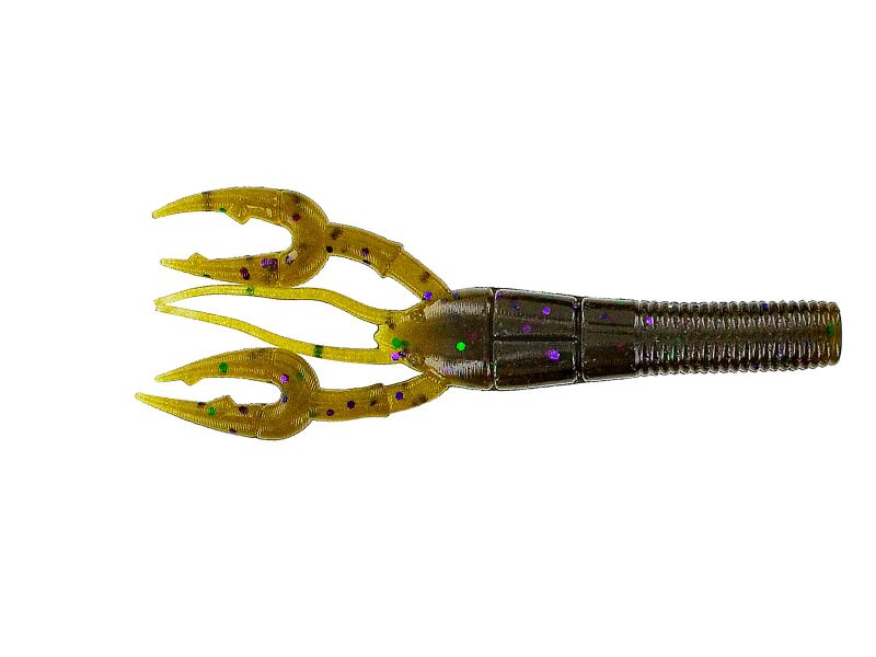 3.75' Fat Baby Craw (301) Green Pumpkin Green & Purple Flk.