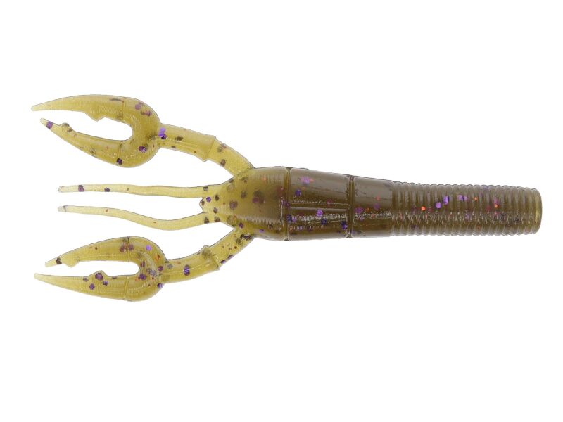3.75' Fat Baby Craw (330) Green Pumpkin Purple & Copper Flk.