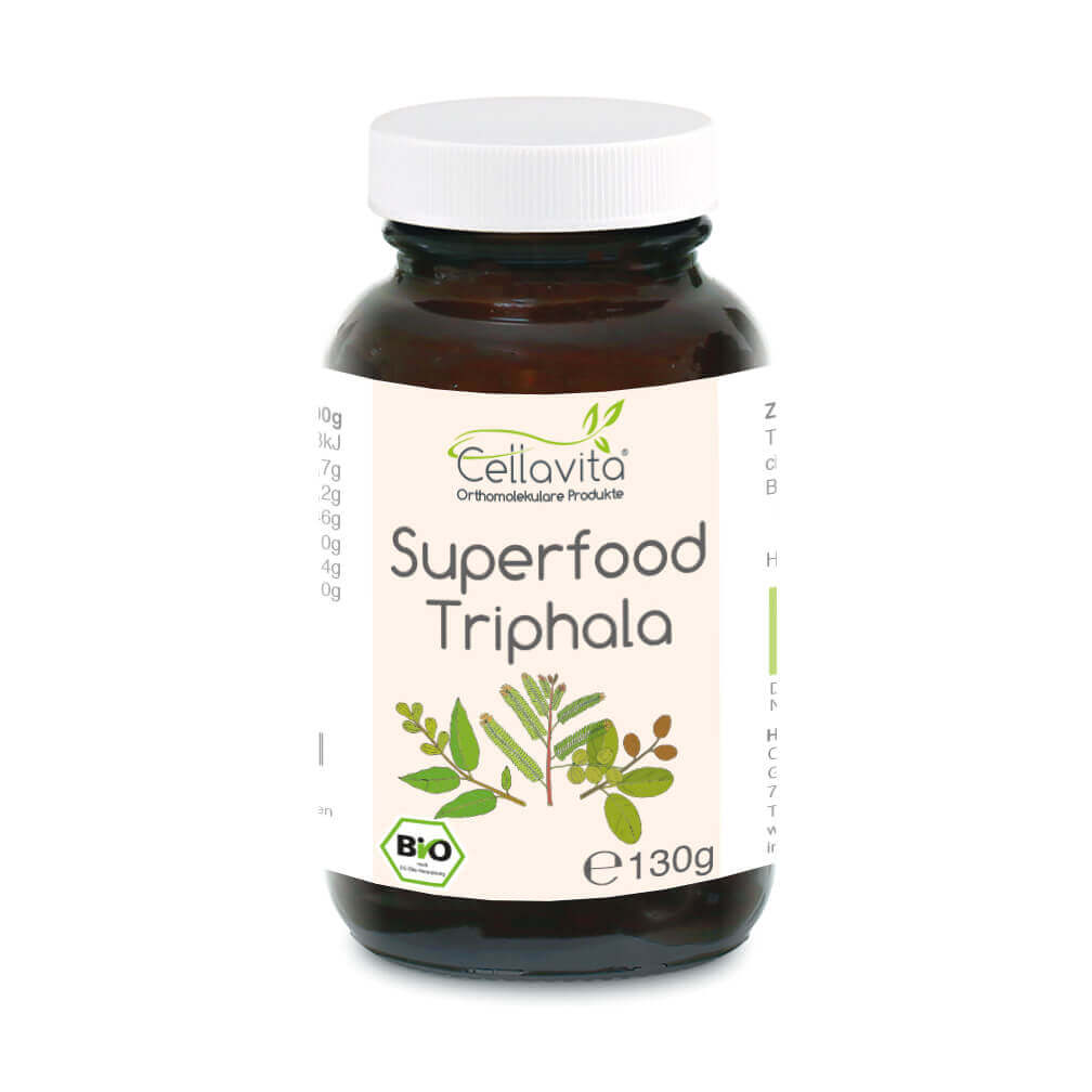 Superfood Triphala bio Pulver 130g im Glas