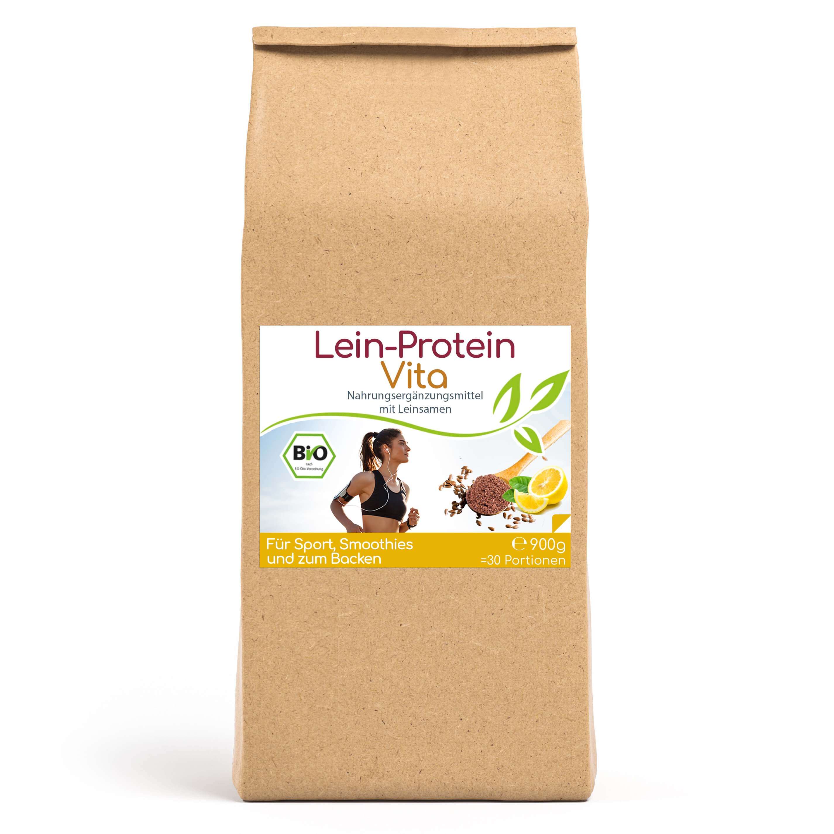 Lein-Protein Vita natürlicher Bio Proteinshake - 30 Portionen - 900g