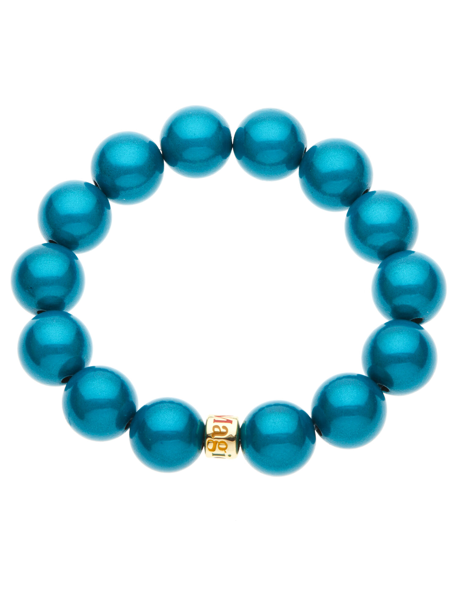 Magic Pearl Armband, mit Marken-Rondell, blau  x blau