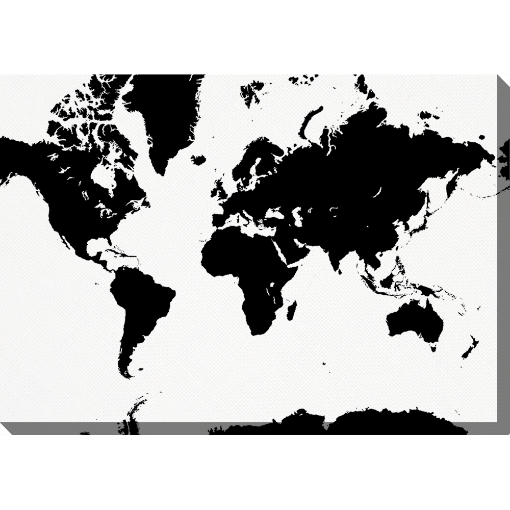 Fotoleinwand Weltkarte - Schwarz-Weiß