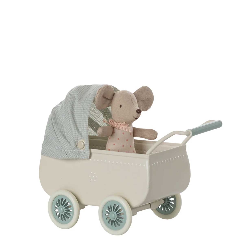 Maileg Kinderwagen minze mit Babymaus