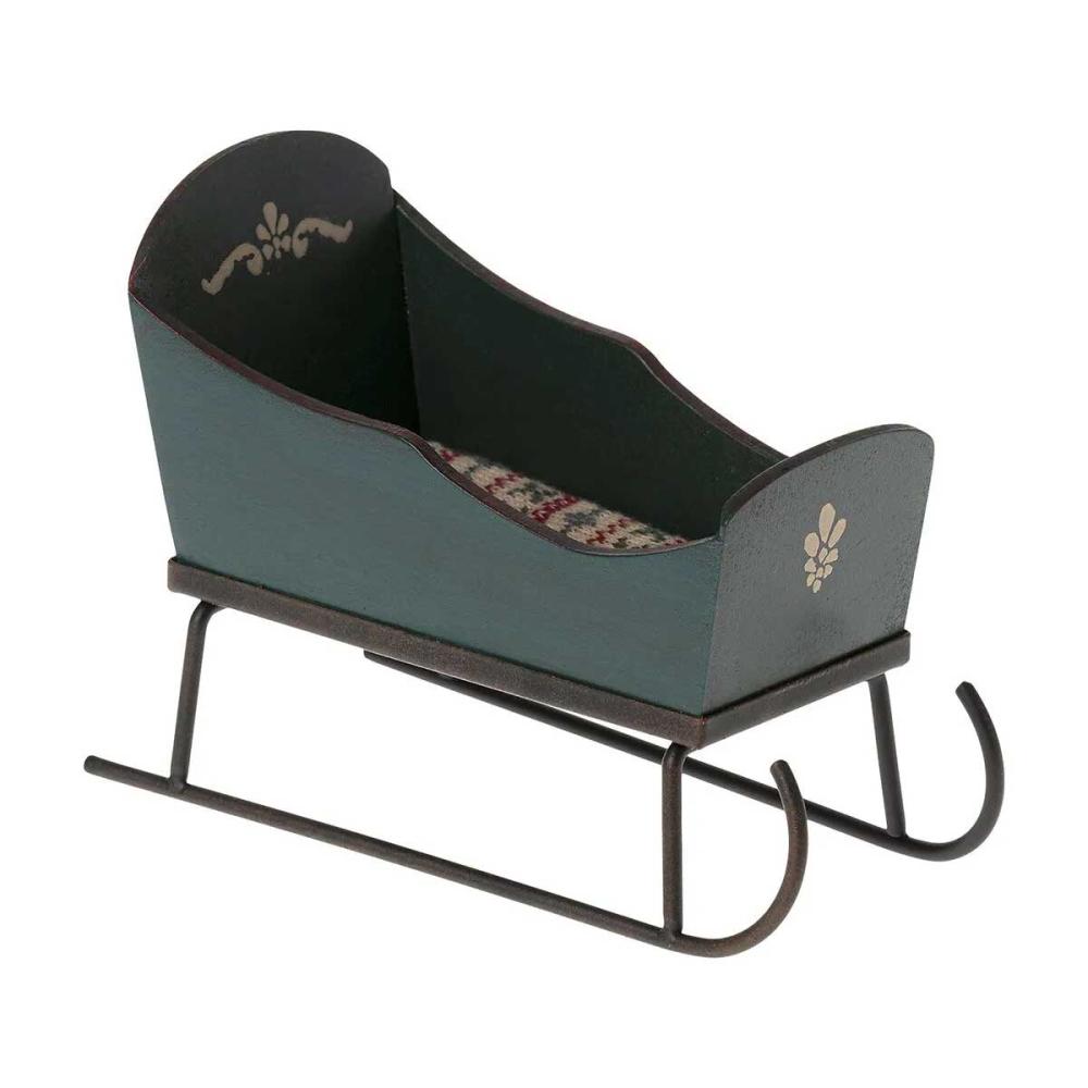 Maileg Schlitten Maus grün