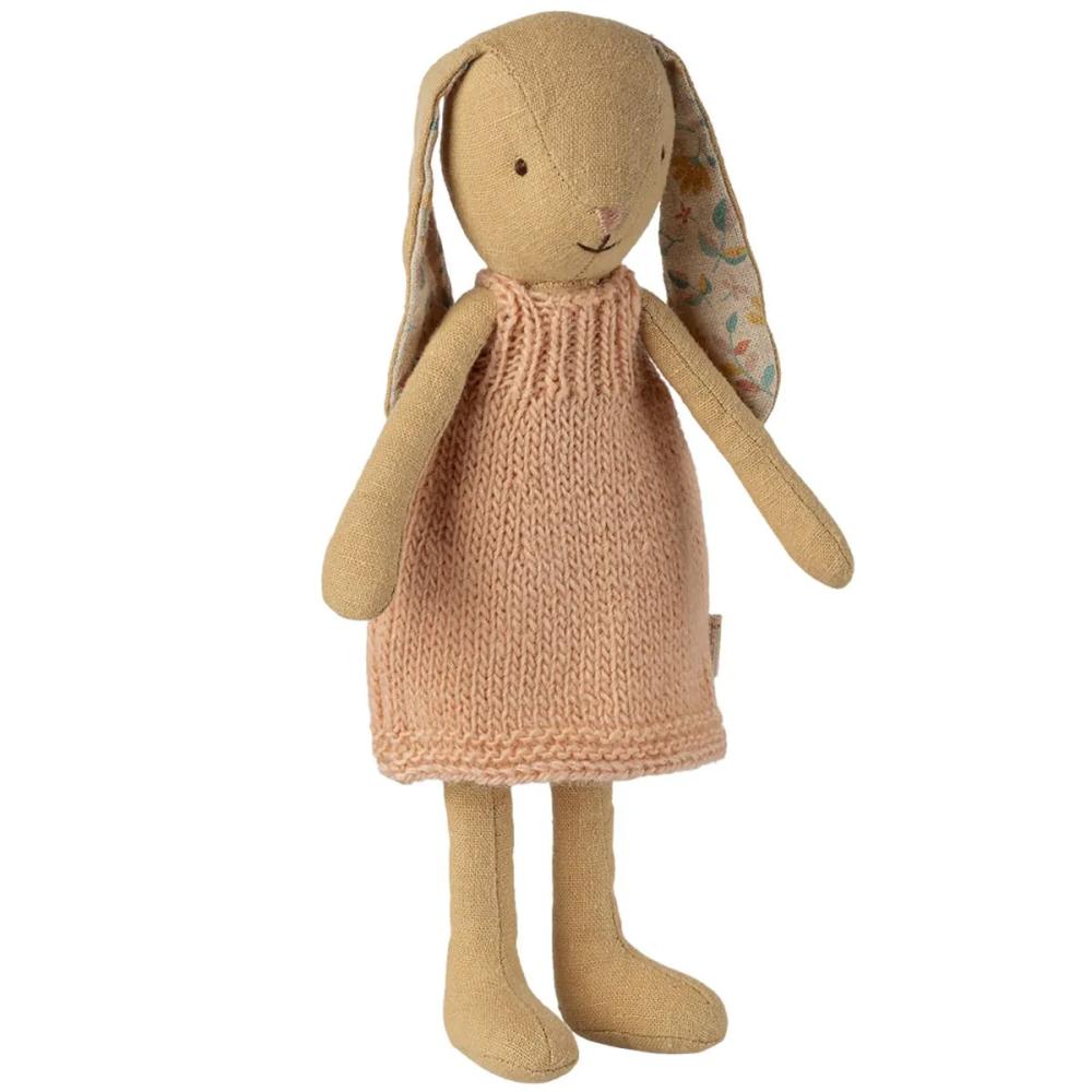 Maileg Hase Größe 1 cremegelb Kleid gestrickt rosa