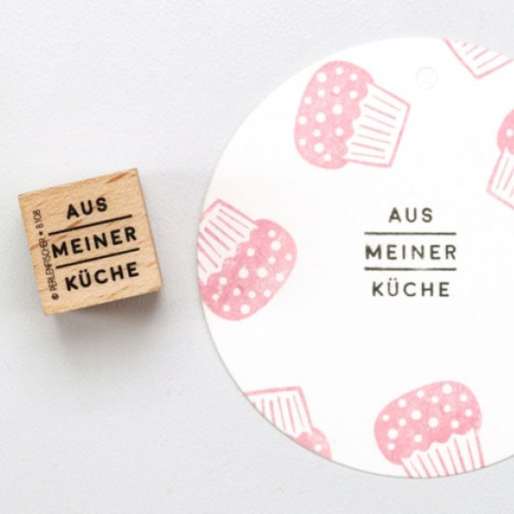 Perlenfischer Text-Stempel AUS MEINER KÜCHE