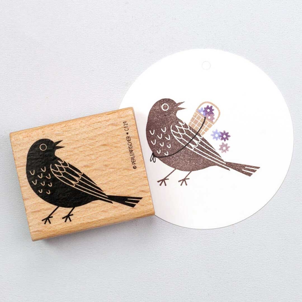 Perlenfischer Stempel Tiere:  AMSEL