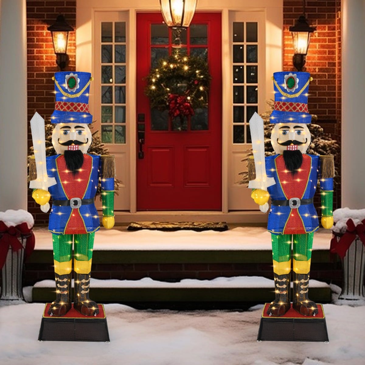 2er Set Weihnachten Nussknacker Figur Beleuchtete Weihnachtsdeko XXL 184 cm