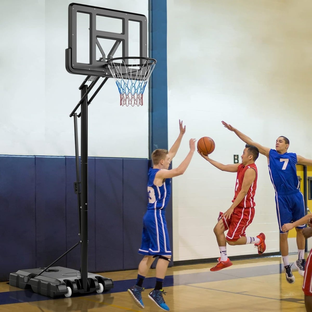 245-305 cm Höhenverstellbarer Basketballständer Tragbarer Basketballkorb mit Ständer Schwarz