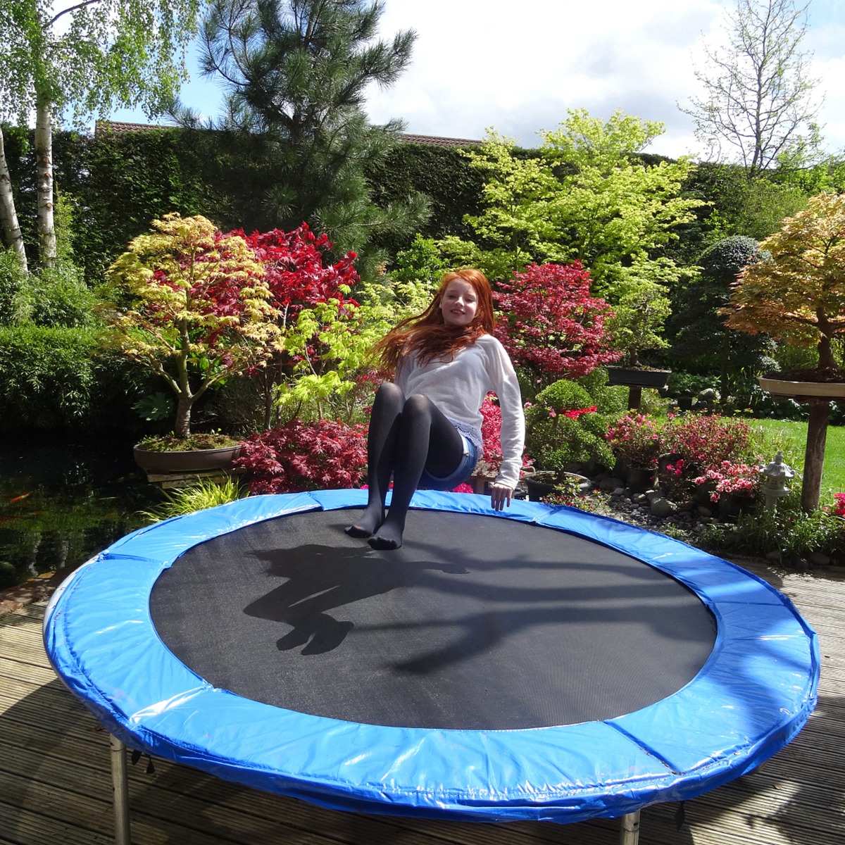 φ 366 cm PP Trampolin Sprungtuch Trampolinsprungtuch Sprungmatte Trampolinzubehör Schwarz