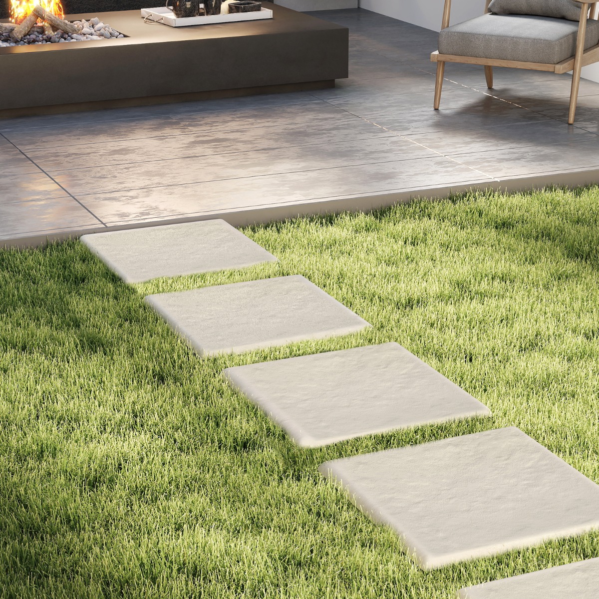 16er Set Trittsteine für Garten Gehwegplatten aus Polypropylen Steinplatten inkl. 64 Erdspießen 39,5 x 39,5 cm Beige