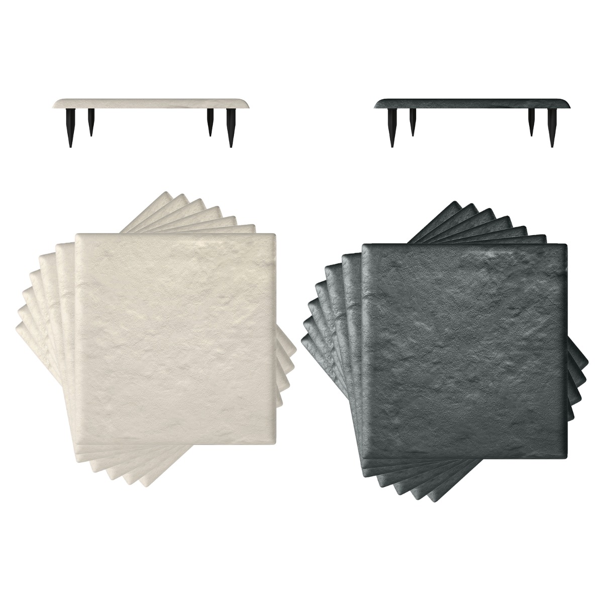 16er Set Trittsteine für Garten Gehwegplatten aus Polypropylen Steinplatten inkl. 64 Erdspießen Beige + Grau