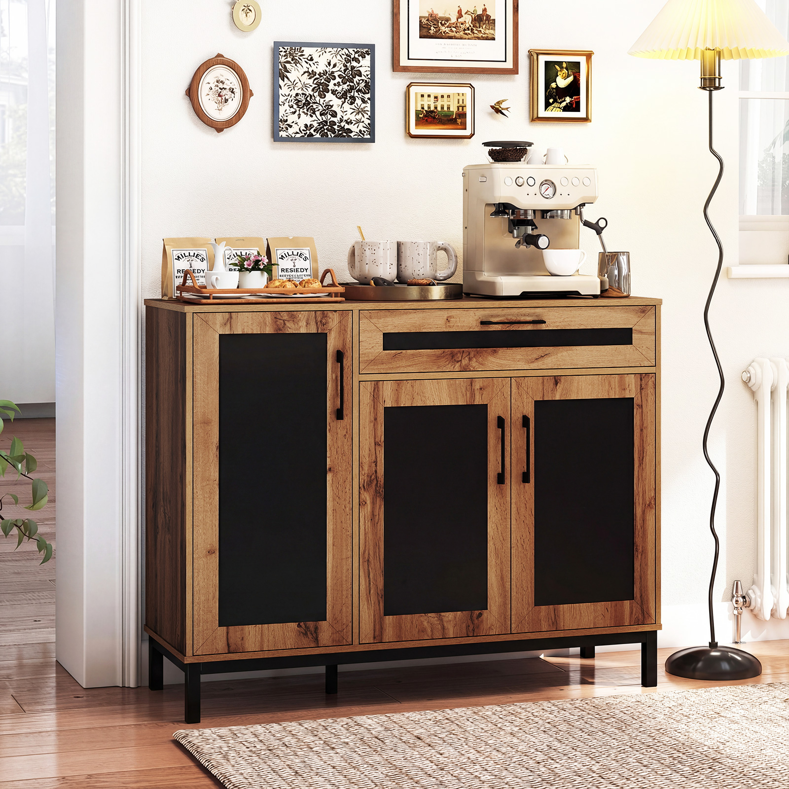 120 cm Buffetschrank Sideboard Beistellschrank Holz großes Bauernhaus Aufbewahrungsschrank Natur