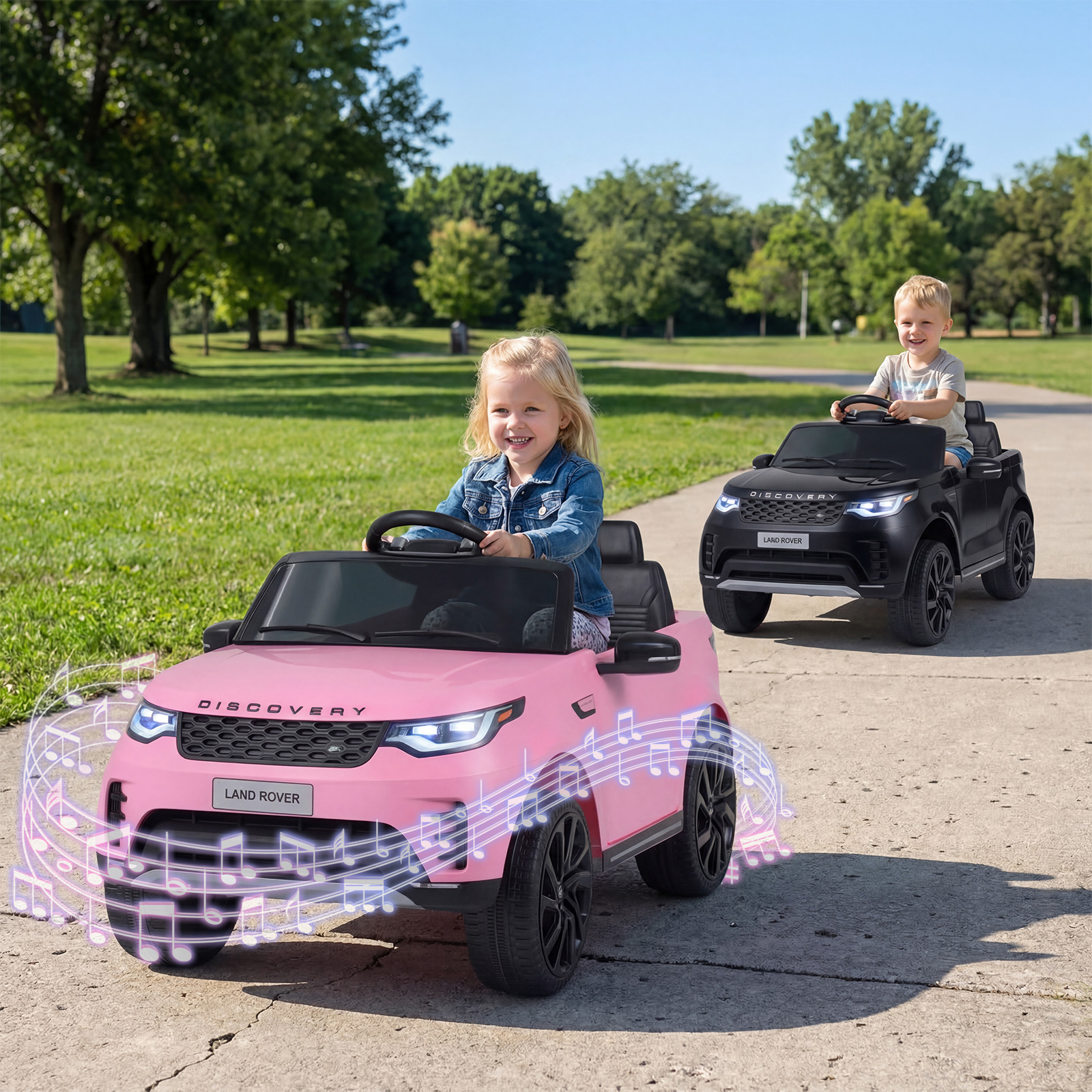 12V Land Rover Kinder-Elektroauto Federung LED Musik Kabellos Kinder ab 3 Jahren Rosa