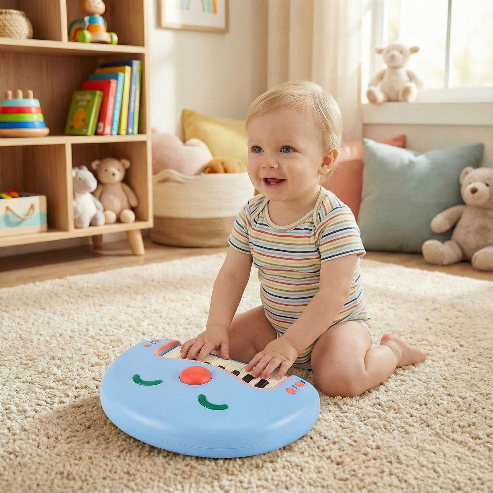 13-Tasten Kinder Keyboard mit Musik & Licht Baby Klavier Tragbares Musikinstrument Spielzeugklavier